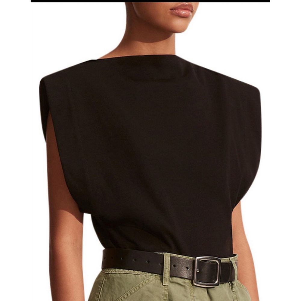 Matteau Black Boat Neck Tee Size 2  / US 4 100% Cotton Minimalist Luxury Top